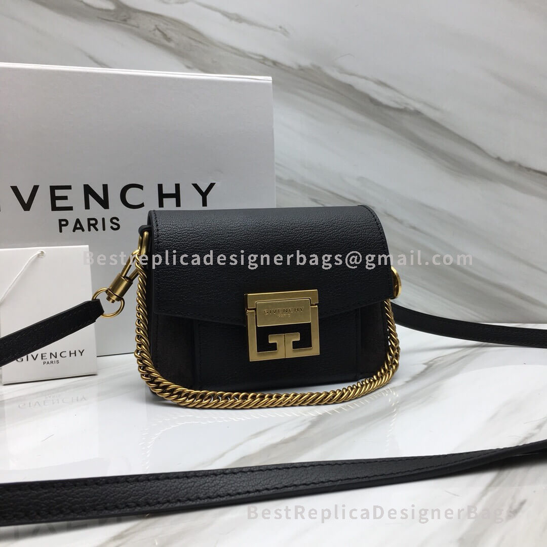 Givenchy Mini GV3 Bag In Black Goatskin And Suede GHW 29999-2